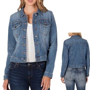 Kut from the Kloth Amelia Medium Wash Distressed Jean Jacket - Sz S